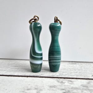 Bowling Pin Kegel Achat grün Anhänger #5