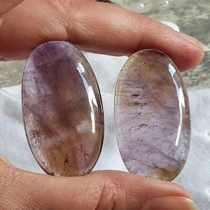 Ametrin Cabochon oval 66,5ct 45x24mm und 72,5ct 44x24mm natürlich Edelstein Kristall