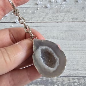 Glücksgeode Achat Schlüsselanhänger Erinnerungsstein #29