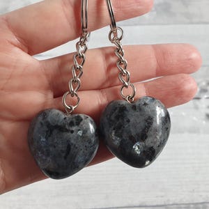 Chaveiro Coração Larvikite Pedra Memorial