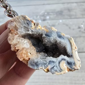 Glücksgeode Achat Schlüsselanhänger Erinnerungsstein #20