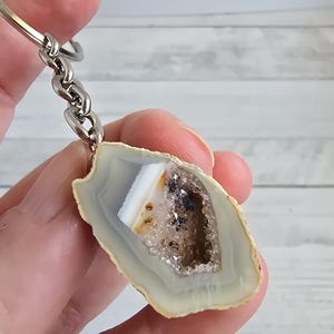 Glücksgeode Achat Schlüsselanhänger Erinnerungsstein #39