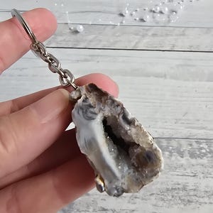 Glücksgeode Achat Schlüsselanhänger Erinnerungsstein #28
