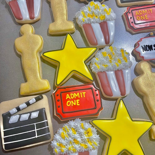 2 Dozen Movie Night Sugar Cookies. Movie Night Birthday Etsy