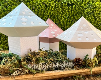 Caixas de papel 3D em formato de cogumelo: arquivo SVG: decoração de jardim caprichosa (download digital)