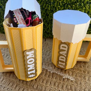 Auntie Tay 3D Beer Mug Paper Box with Lid | Beer Mug Paper Box | Paper Box SVG | Paper Box for Beer Lovers | 3D Paper Box |