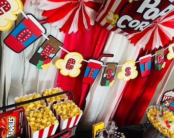 Movie Night Party SVG Bundle: DIY Banner, Cake Topper (Digital Download)