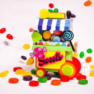 Auntie Tay Sweet Treat Paper Cart SVG | Candy Cart SVG | Paper Candy Cart | Paper Sweets Cart | 3D Paper File | Candy Theme Party