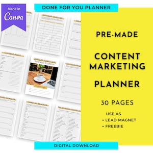 Content Marketing Planner | Done For You Planner Canva Templates Digital Download