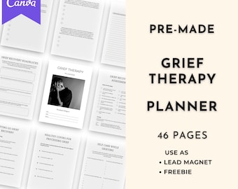 Grief Therapy Planner | Done For You Planner Canva Templates Digital Download
