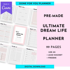 Ultimate Dream Life Planner / Done For You Planner Canva Templates Download digitale