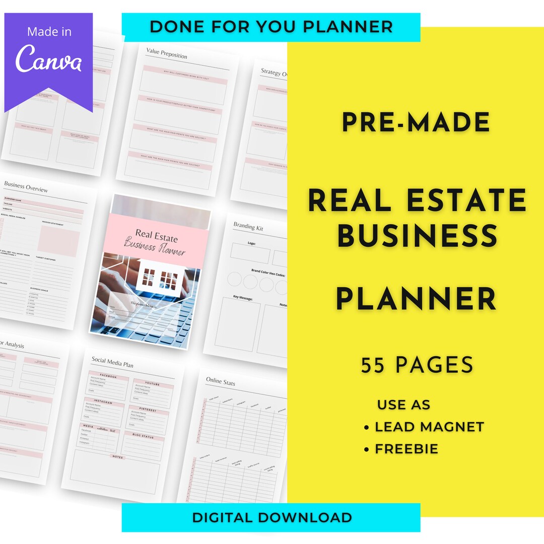 Real Estate Business Planner | Done for You Planner Canva Templates ...