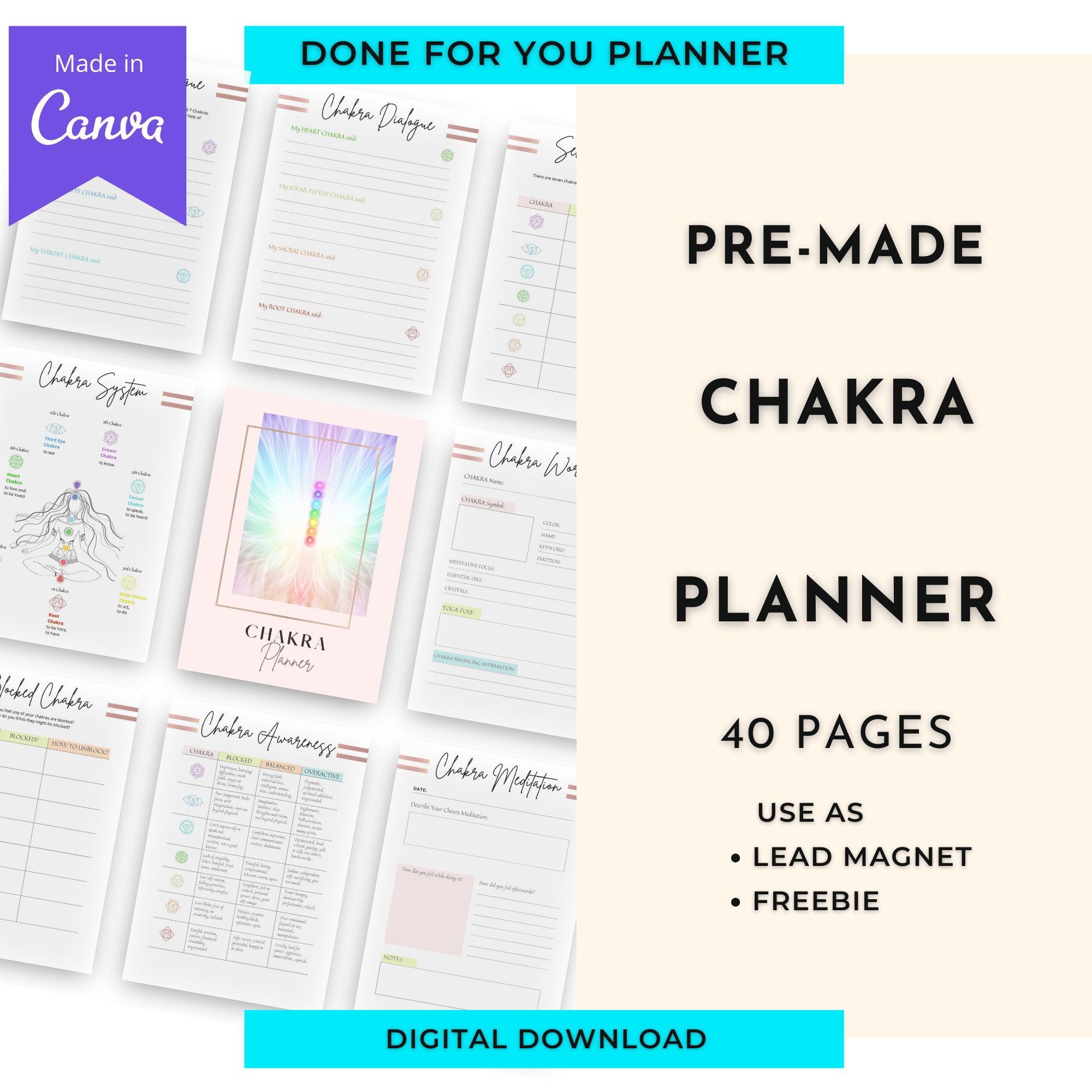 Chakra Planner | Done For You Planner Canva Templates Digital Download