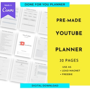 Youtube Planner | Done For You Planner Canva Templates Digital Download