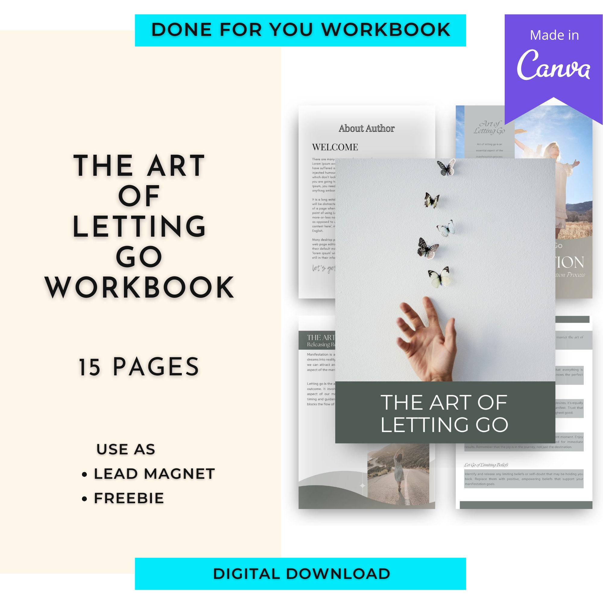 The Art of Letting Go | Done For You Workbook Canva Templates Digital Download