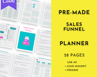 Sales Funnel Planner | Done For You Planner Canva Templates Digital Download