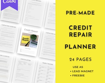 Credit Repair Planner | Done For You Planner Canva Templates Digital Download