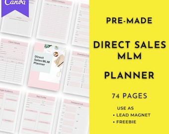 Direct Sales MLM Planner | Done For You Planner Canva Templates Digital Download