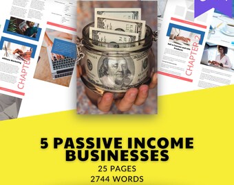 5 idee imprenditoriali per un reddito passivo eBook / PDF pronto all'uso (download digitale)