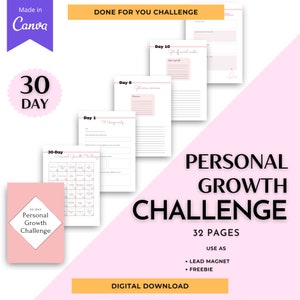 30-Tage-Persönliches Wachstums-Challenge | Done For You Visuelle Aufgabe Suche Kreativität Canva Herausforderungen Vorlagen Digitaler Download