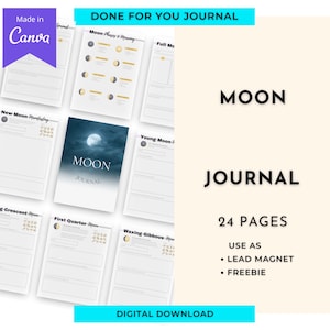 Moon Journal | Done For You Personalized Journal Canva Templates Digital Download