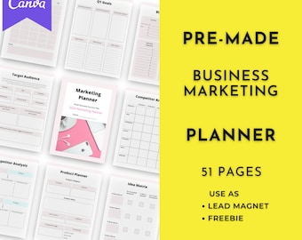 Business Marketing Planner | Done For You Planner Canva Templates Digital Download