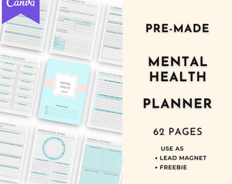 Mental Health Planner | Done For You Planner Canva Templates Digital Download