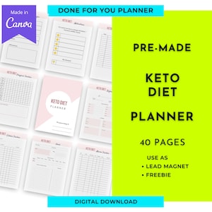 Keto Diet Planner | Done For You Planner Canva Templates Digital Download