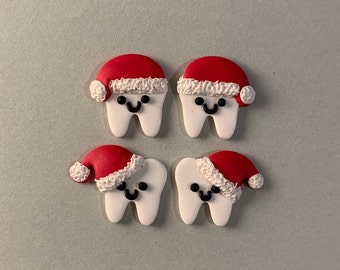 Santa teeth earrings, Christmas teeth earrings, polymer clay earrings, dental gift.