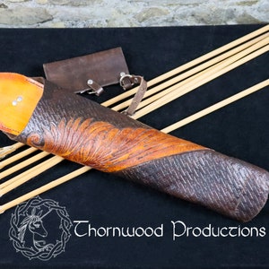 Wing pattern leather archery quiver