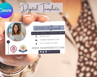 Mobile Notary Signing Agent Editable Business Card, Notary Public DIY Business Card, Digital Template Business Card