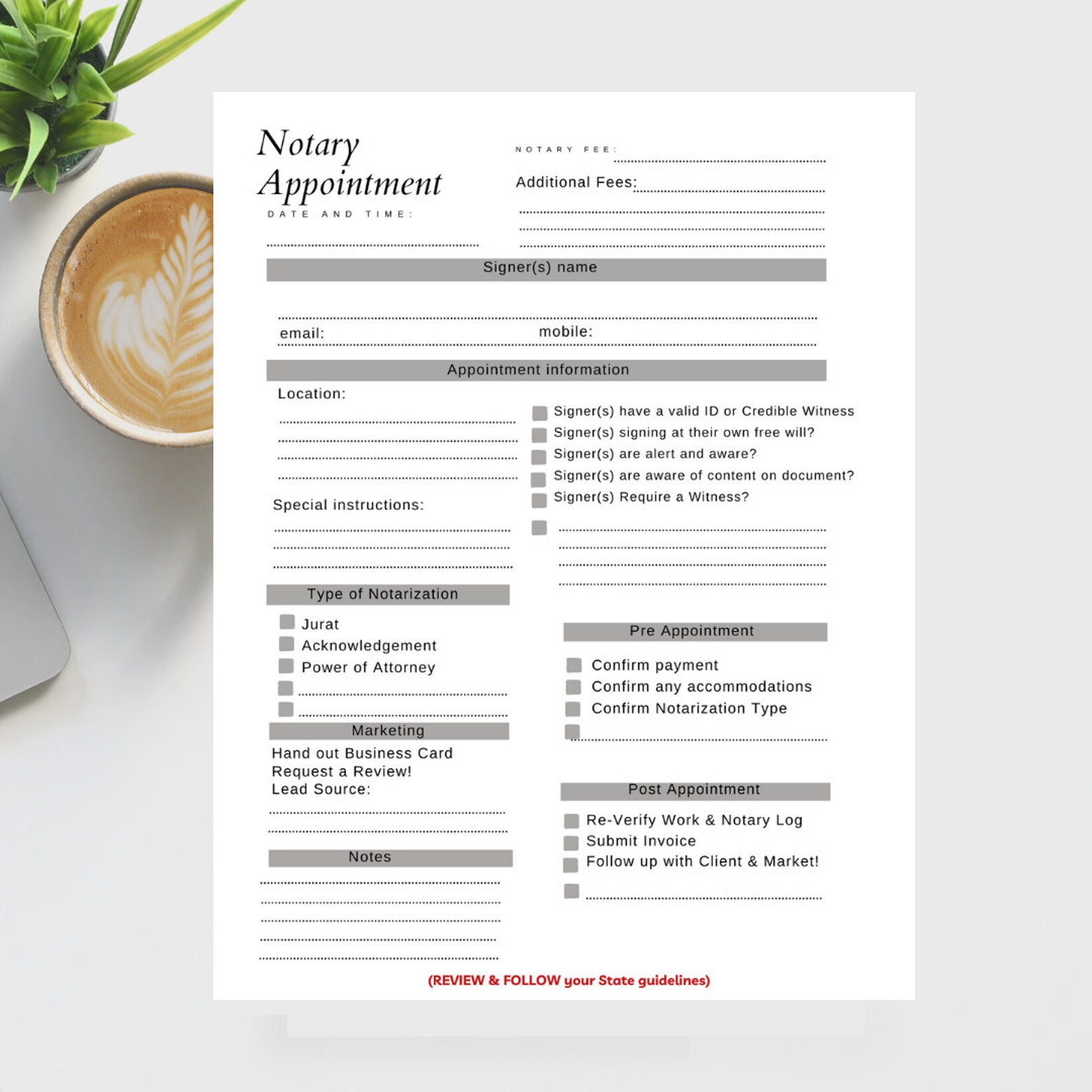 Notary Public, Signing Agent, Notary Forms, Appointment Checklist