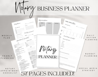 Mobile Notary Business Planner, Loan Signing Agent Planner, Notary Social Media Marketing Planner, Mobile Notary Appointment Checklist