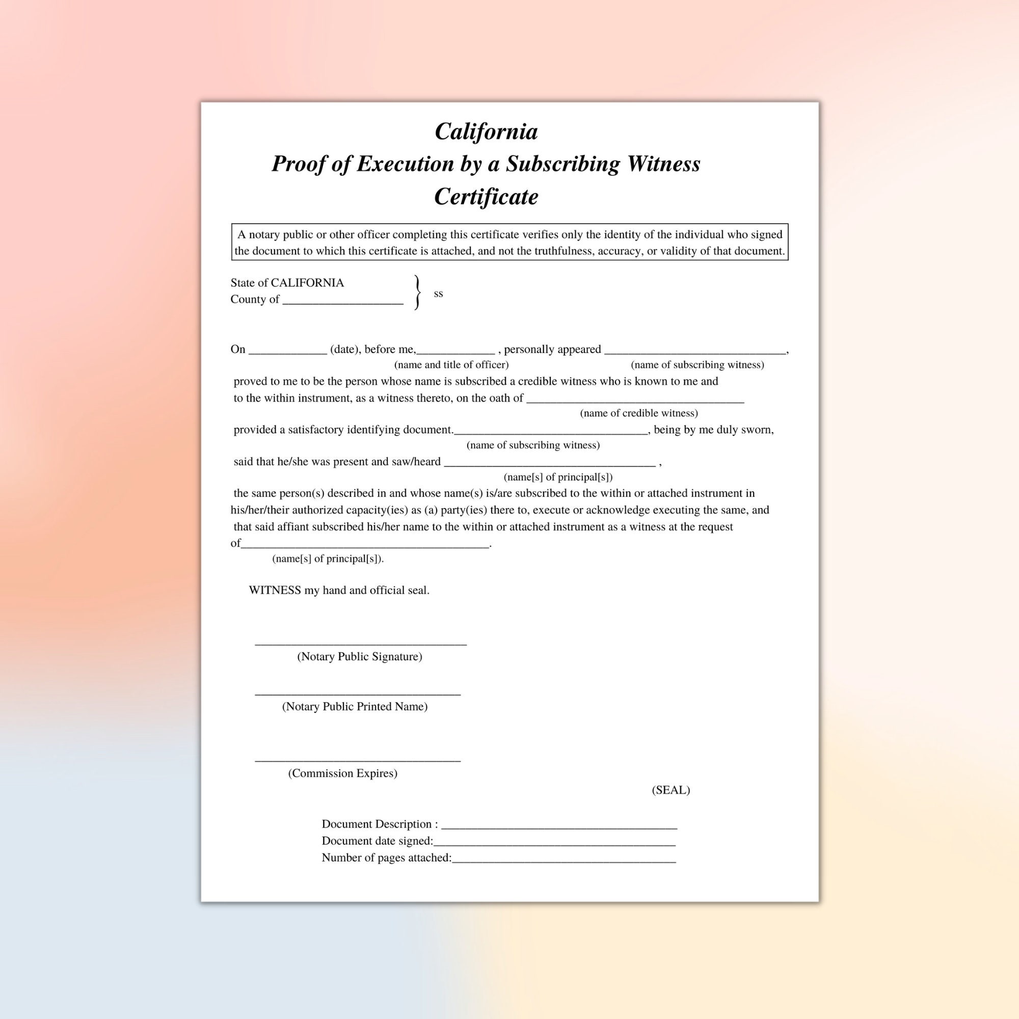 Notary Certificates, California Notary Public, Signing Agent, Notary