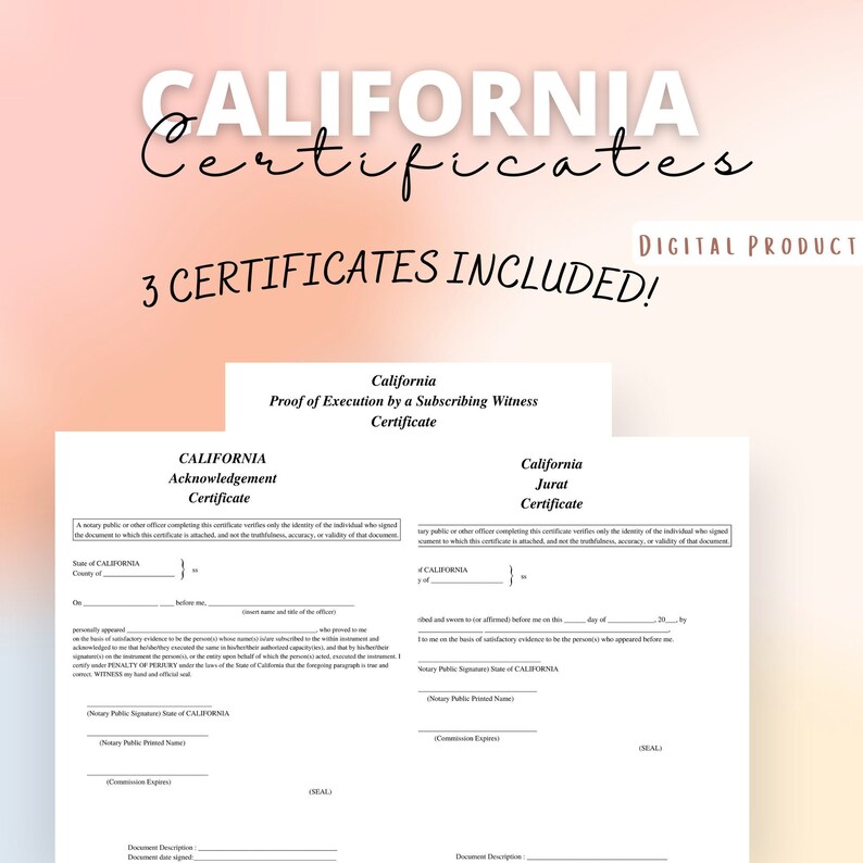 Notary Certificates, California Notary Public, Signing Agent, Notary