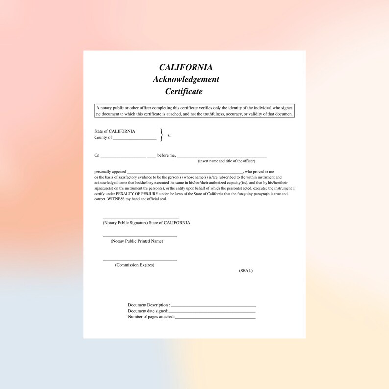 Notary Certificates, California Notary Public, Signing Agent, Notary ...
