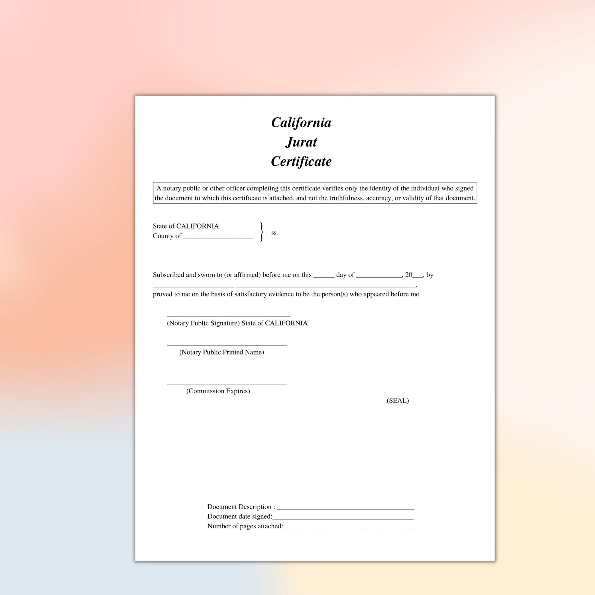 Notary Certificates, California Notary Public, Signing Agent, Notary