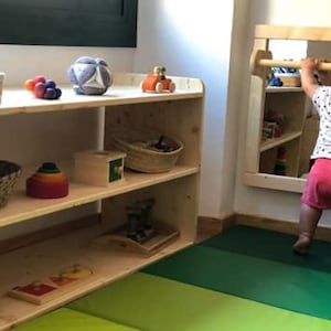 Specchio di sicurezza Montessori con barra, Specchio per bambini, Specchio Montessori per bambino, Specchio Montessori, Specchio Montessori bianco immagine 7