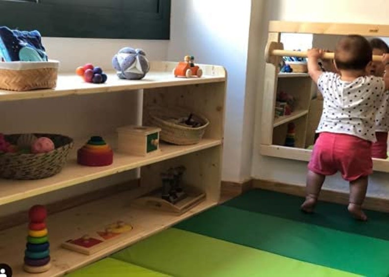 Specchio di sicurezza Montessori con barra, Specchio per bambini, Specchio Montessori per bambino, Specchio Montessori, Specchio Montessori bianco immagine 7