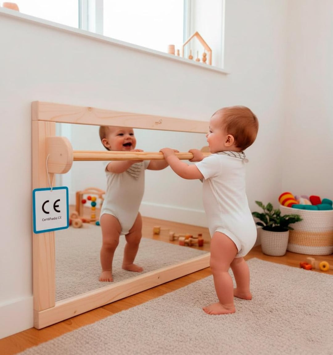Station De Bain Montessori Pour Enfants - Miroir Avec Tablette Et Crochets - Autonomie Bébé