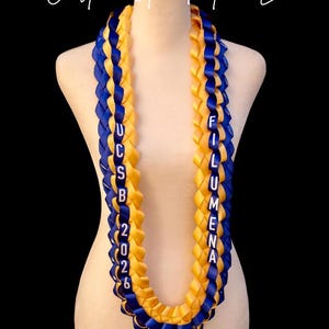 Personalized Graduation Lei 2026 | Double Braided Ribbon Lei | Custom School Colors & Name