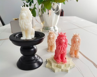 Regal Lion Candle: Handmade Soy & Beeswax Home Decor