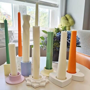 Geometric Soy Beeswax Taper Candles: Scented Dinner Candles