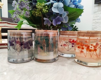 Real Dried Flowers Transparent Gel Candle - 7oz | Jelly Candle | Home Decor Gift | Handmade Gift