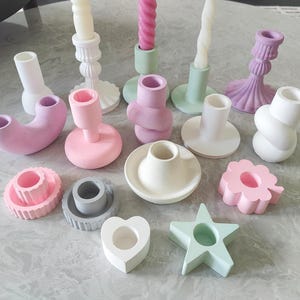 Minimalist Taper Candle Holder | Handmade Concrete Decor | Custom Colors & Gifts
