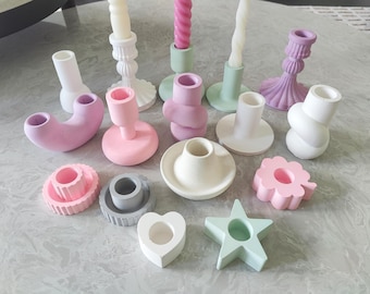 Minimalistischer Kegelkerzenhalter | Handmade Beton Dekor | Benutzerdefinierte Farben & Geschenke