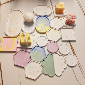 Custom Concrete Tray | Oval, Square, Circle, Hexagon, Cloud | Jewelry, Candle, Decorative | Terrazzo Finish