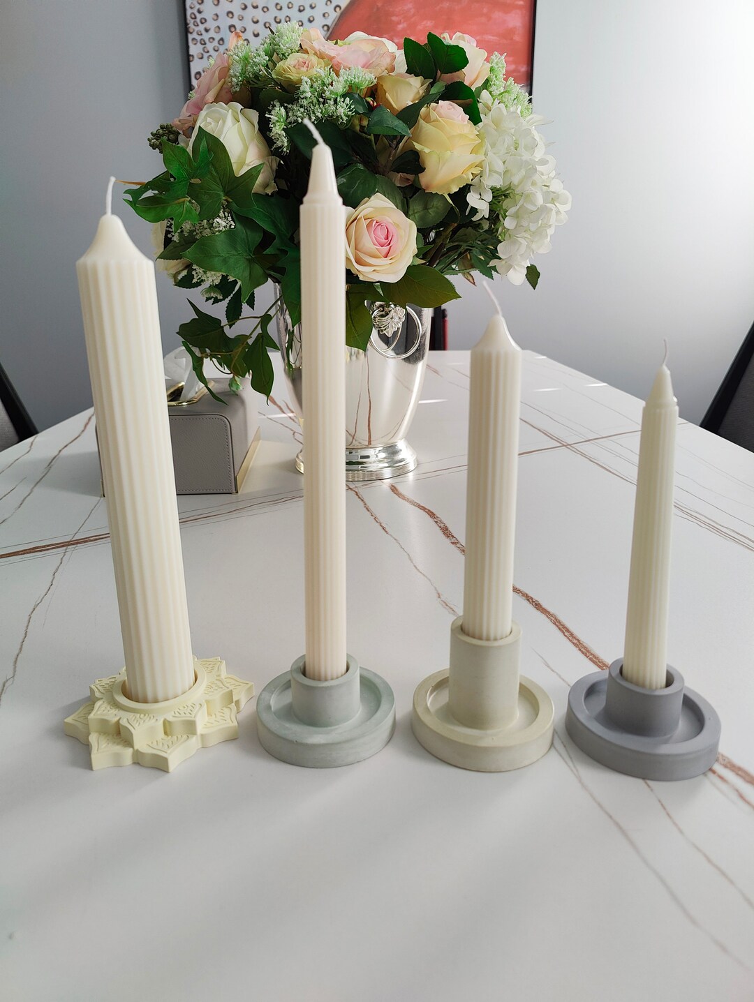 Ribbed Taper Candles, Candlesticks Soy Wax and Beeswax Candles Home ...
