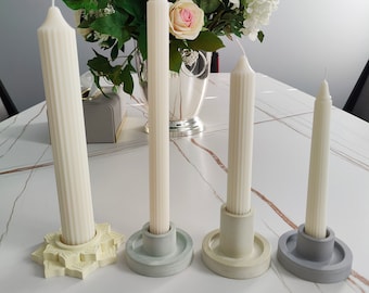 Ribbed Taper Candles, Candlesticks | Soy wax and Beeswax Candles| Home Decor | Custom Colors