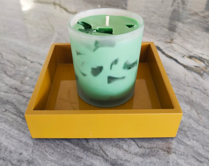 Green Tea Scented Candle - 8oz | Natural Soy wax, Beeswax, Gel wax | Infused with Essential Oil | Highly Scented | Handmade Home Decor Gift